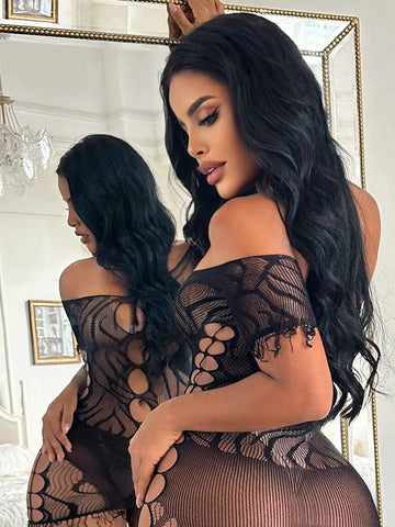 Distressed Mesh Tassel Hem Nightgown