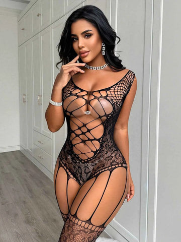 One-Piece Mesh Bodysuit Hollow Out II