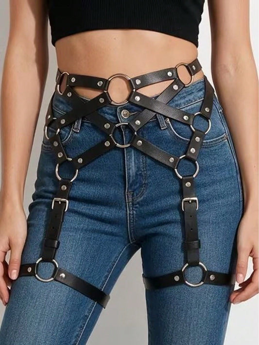 Leather Strappy Thigh Hip Harness
