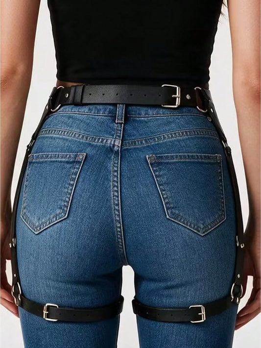 Leather Strappy Thigh Hip Harness