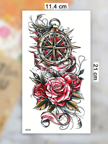 Punk Rose Compass Tattoo Set