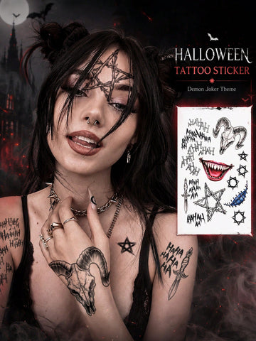 Halloween Horror Spider Goat Tattoo Set