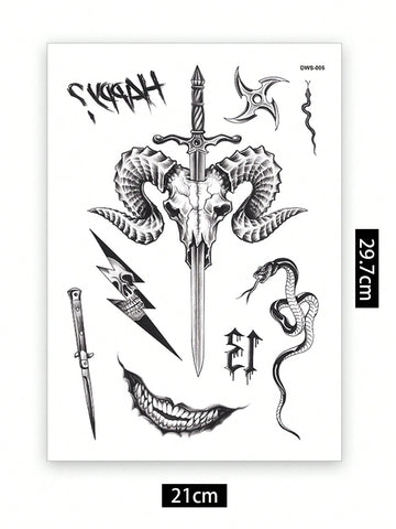 Halloween Horror Spider Goat Tattoo Set