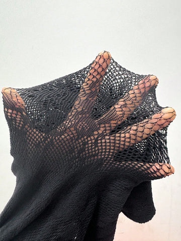 Fishnet Lace Halter Neck Tie Nightgown
