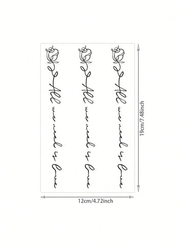 Cursive Rose Spine Tattoo Sticker
