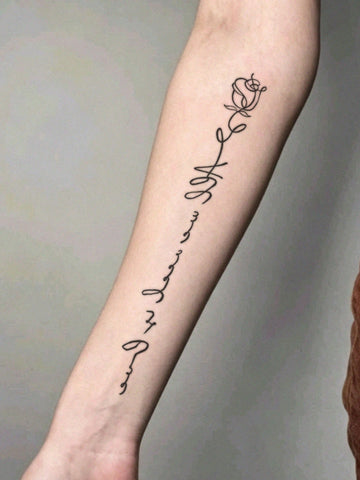 Cursive Rose Spine Tattoo Sticker