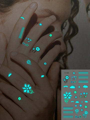 Glow-in-Dark Halloween Cute Icon Tattoo Set