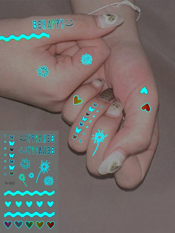 Glow-in-Dark Halloween Cute Icon Tattoo Set
