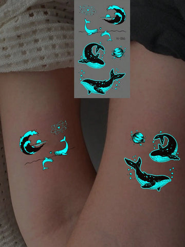 Fluorescent Ocean Animal Tattoo Set