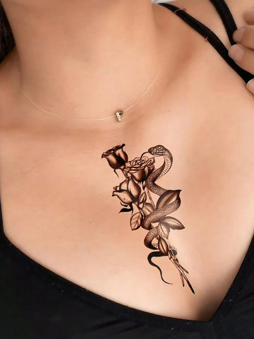 Old School Snake Rose Tattoo Sticker