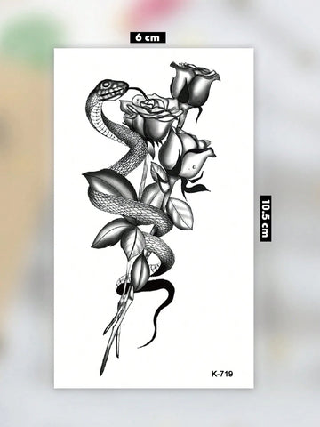 Old School Snake Rose Tattoo Sticker