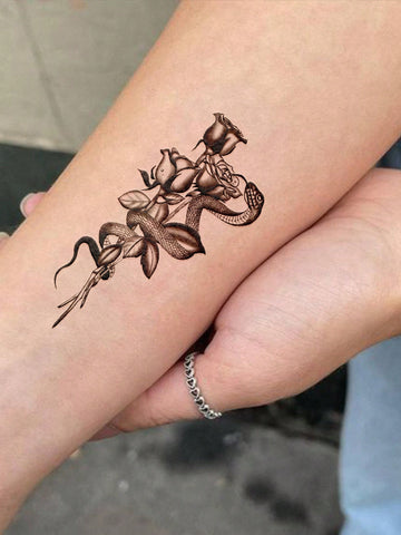 Old School Snake Rose Tattoo Sticker