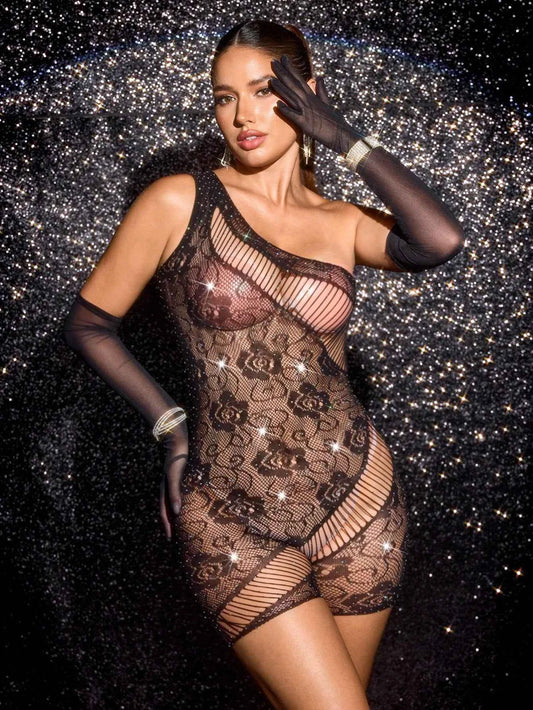 Backless Hollow Out Mesh Bodysuit