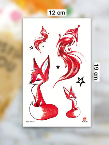 Cute Fox Star Tattoo Set
