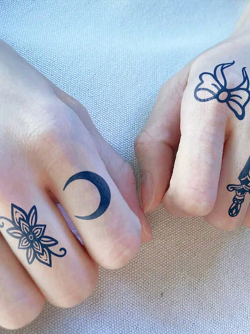 Musical Notes Crown Cross Tattoo Set