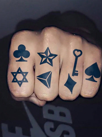 Musical Notes Crown Cross Tattoo Set