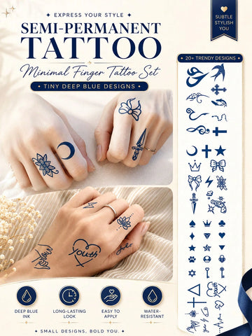 Musical Notes Crown Cross Tattoo Set