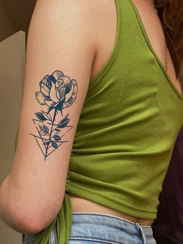 Herbal Sketched Rose Tattoo Set
