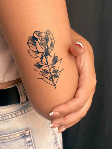 Herbal Sketched Rose Tattoo Set