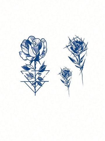 Herbal Sketched Rose Tattoo Set