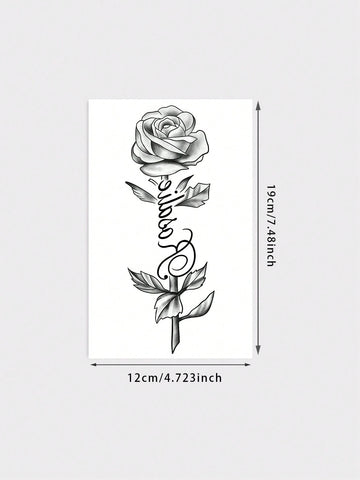 Rose Cursive Text Tattoo Sticker