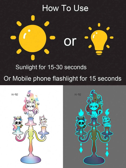 Halloween Glow Ghost Cat Tattoo Sticker