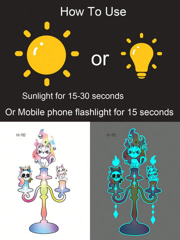 Halloween Glow Ghost Cat Tattoo Sticker