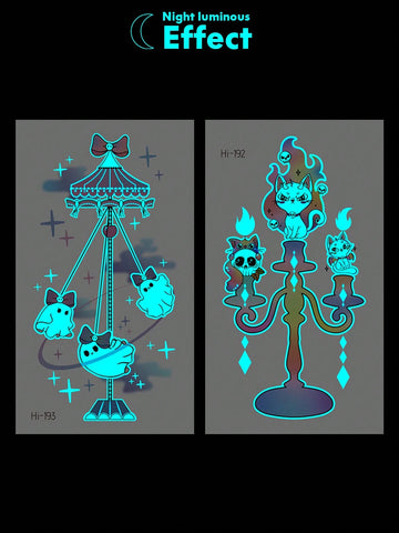 Halloween Glow Ghost Cat Tattoo Sticker
