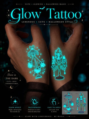 Halloween Glow Ghost Cat Tattoo Sticker