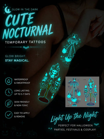Halloween Glow Ghost Cat Tattoo Sticker