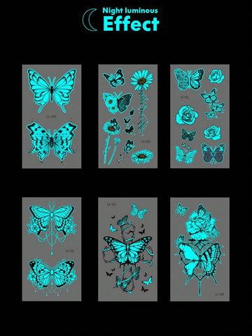 Glow-in-Dark Butterfly Neon Tattoo Sticker