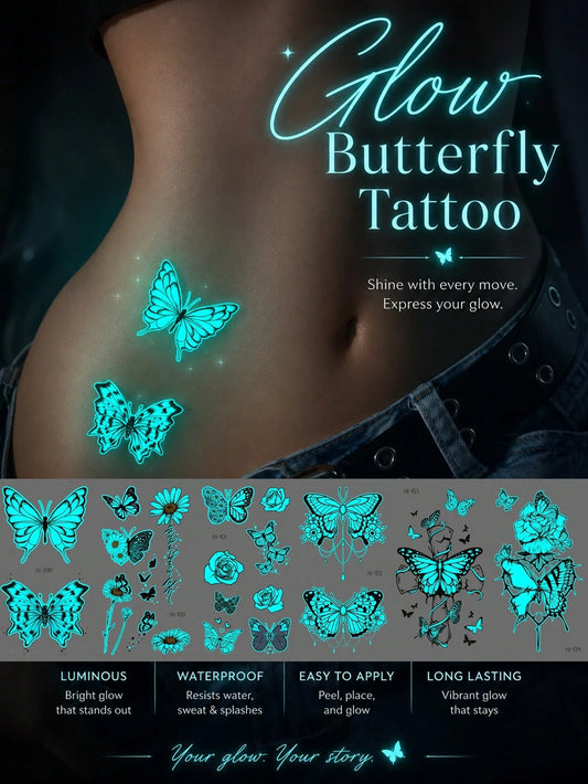 Glow-in-Dark Butterfly Neon Tattoo Sticker