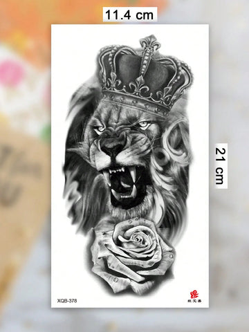 Lion Crown Rose Tattoo Sticker