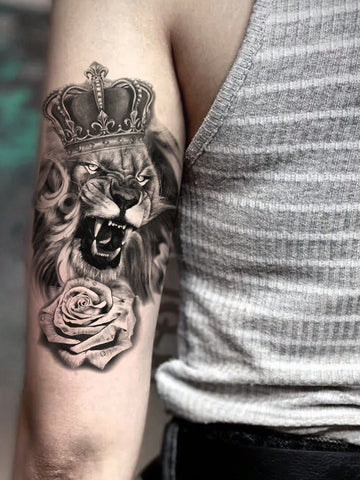 Lion Crown Rose Tattoo Sticker