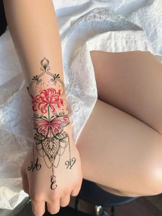 Butterfly Rose Lace Tattoo Sticker