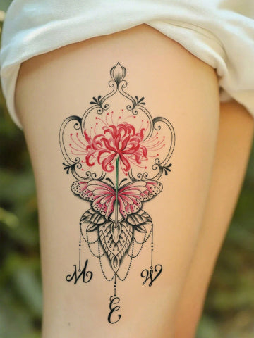 Butterfly Rose Lace Tattoo Sticker