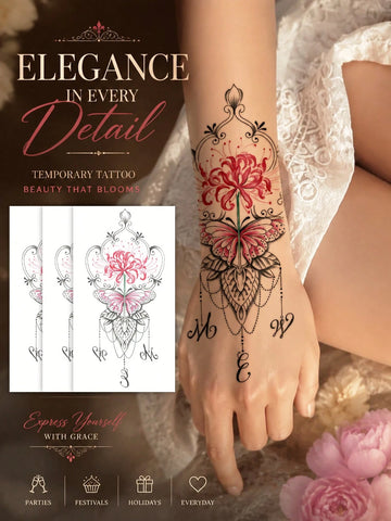 Butterfly Rose Lace Tattoo Sticker