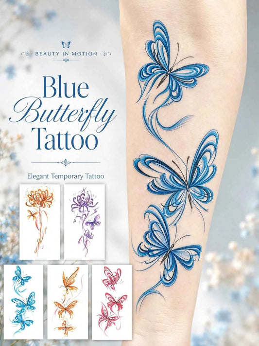 Colorful Elegant Butterfly Tattoo Set