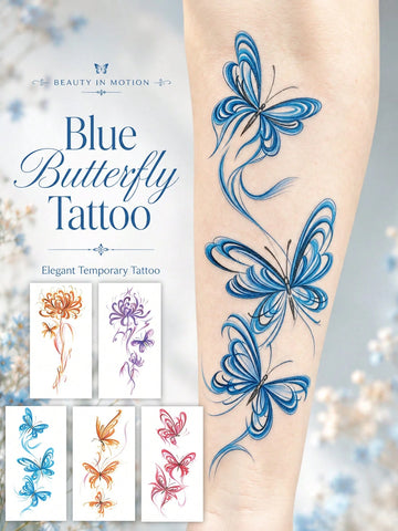 Colorful Elegant Butterfly Tattoo Set