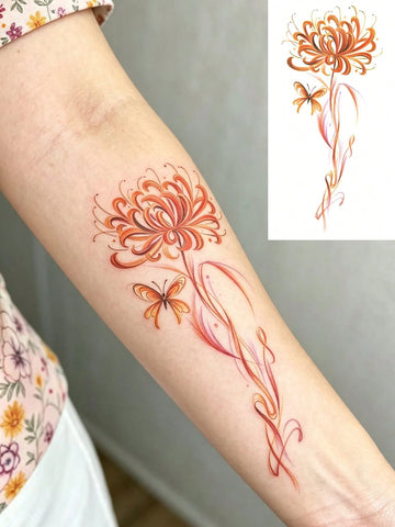 Colorful Elegant Butterfly Tattoo Set
