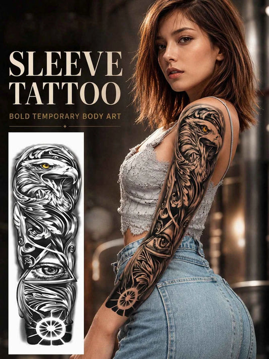Bird Warrior Full Arm Tattoo Sticker