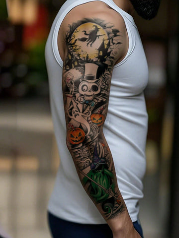Halloween Horror Sleeve Full Arm Tattoo Sticker