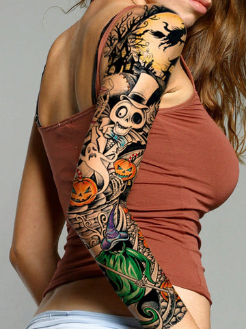 Halloween Horror Sleeve Full Arm Tattoo Sticker