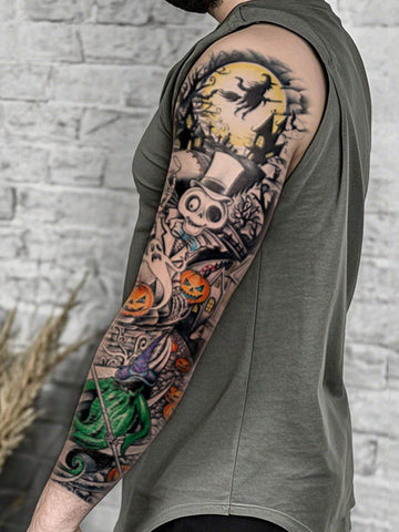 Halloween Horror Sleeve Full Arm Tattoo Sticker