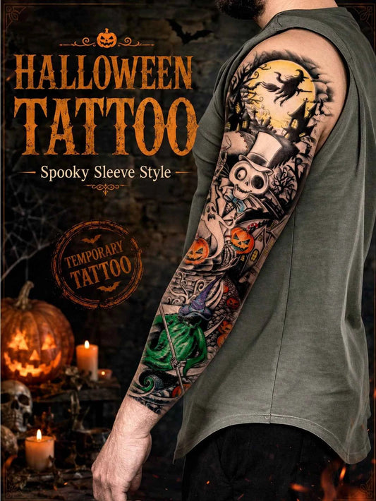 Halloween Horror Sleeve Full Arm Tattoo Sticker