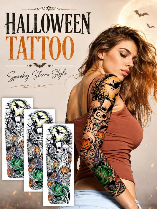 Halloween Horror Sleeve Full Arm Tattoo Sticker