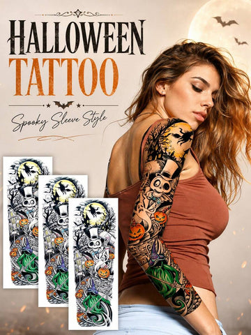 Halloween Horror Sleeve Full Arm Tattoo Sticker