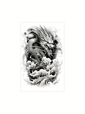 Chinese Dragon Cloud Full Arm Tattoo Sticker