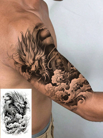 Chinese Dragon Cloud Full Arm Tattoo Sticker