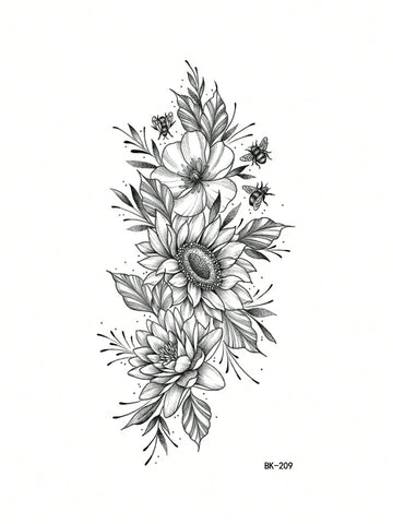 Black Rose Flower Tattoo Sticker II